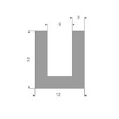 Vollgummi U-Profil grau 6mm / BxH= 12x14mm (L=25m)