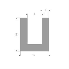 Vollgummi U-Profil grau 6mm / BxH= 12x14mm (L=25m)