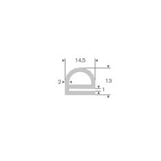 Vollgummi U-Profil mit Wulst grau BxH=14,5x13mm (L=25m)