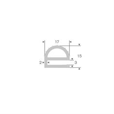 Vollgummi U-Profil mit Wulst grau BxH=17x15mm (L=30m)