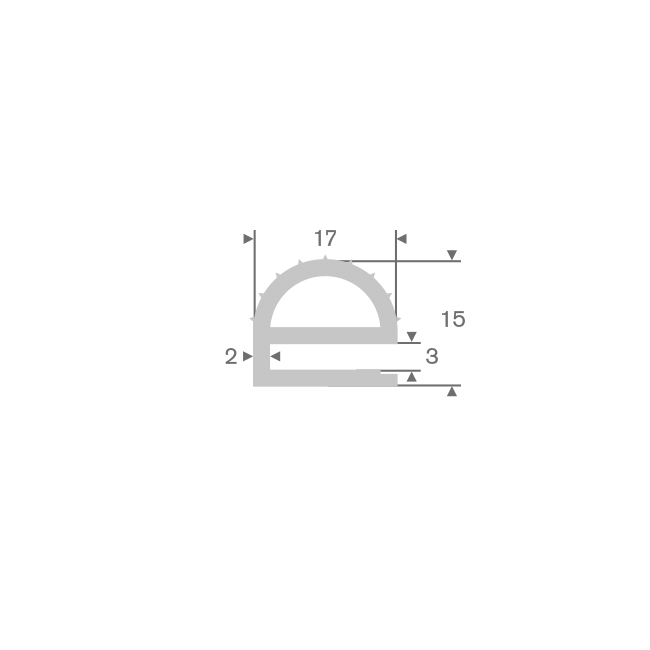 Vollgummi U-Profil mit Wulst grau BxH=17x15mm (L=30m)