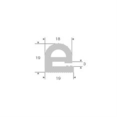 Vollgummi U-Profil mit Wulst grau BxH=19x19mm (L=25m)