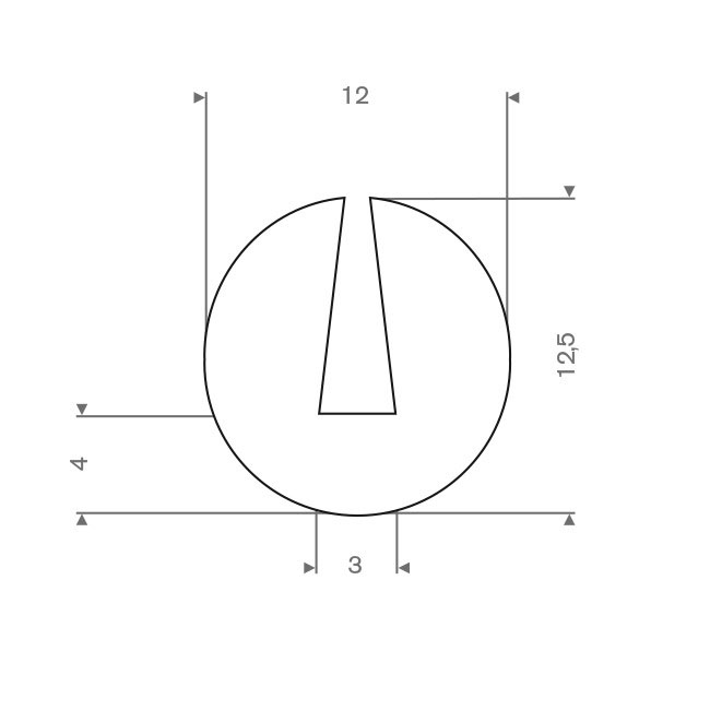 Vollgummi U-Profil weiß 3mm / BxH=12,5x12,5mm (L=100m)