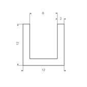 Vollgummi U-Profil weiß 8mm / BxH= 12x12mm (L=50m)