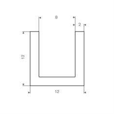 Vollgummi U-Profil weiß 8mm / BxH= 12x12mm (L=50m)