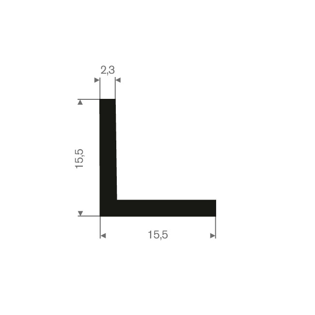 Vollgummi Winkelprofil BxH=15x15mm (L=50m)